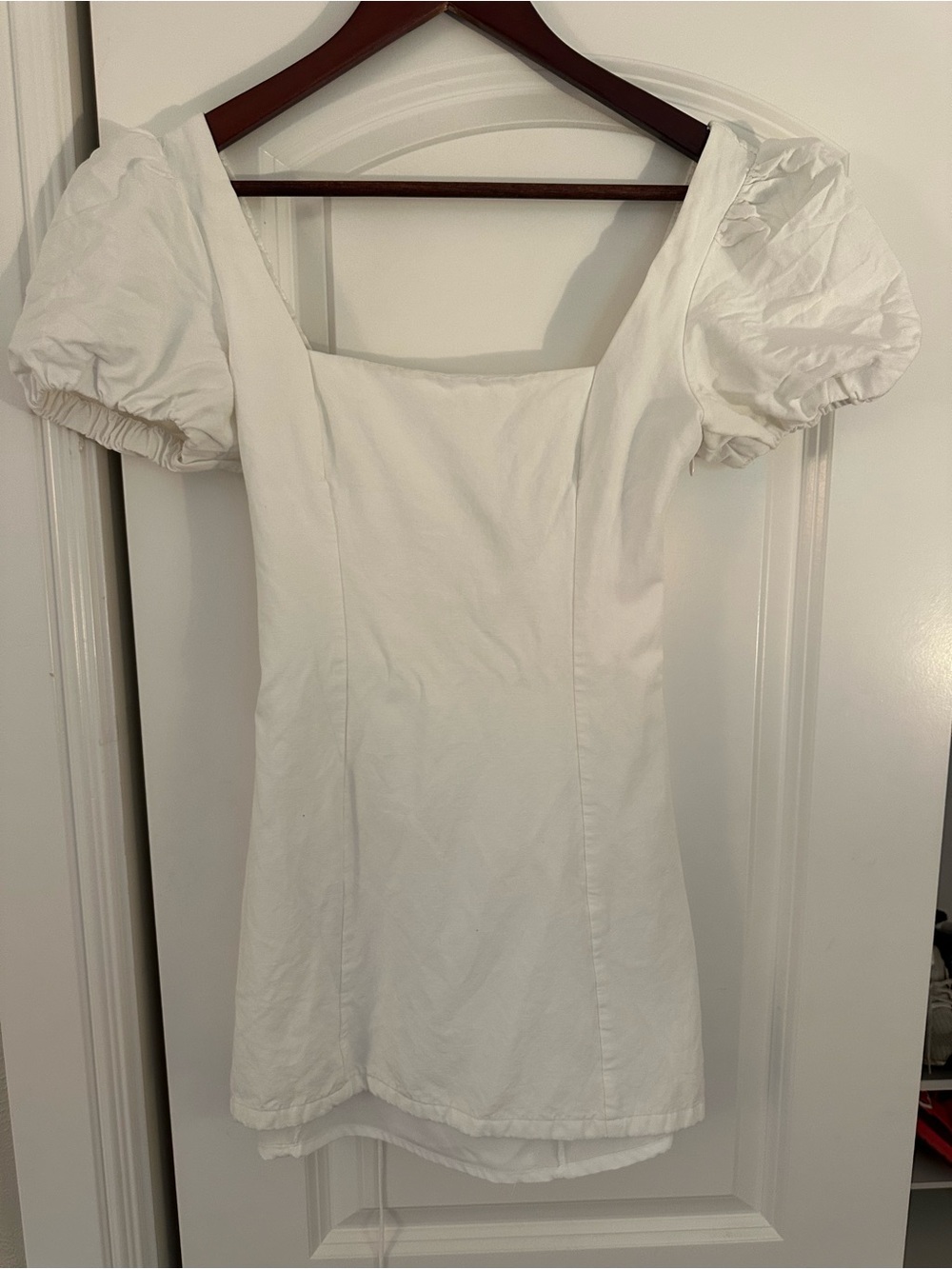 Zara White Puff Sleeve Mini Dress